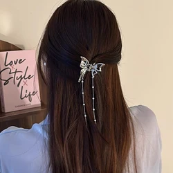 New Chinese Style Hair Claw Liquid Metal Hollow Butterfly Tassel Clip Women Back Half-Tied Hairpin Small Shark Clip Headwear