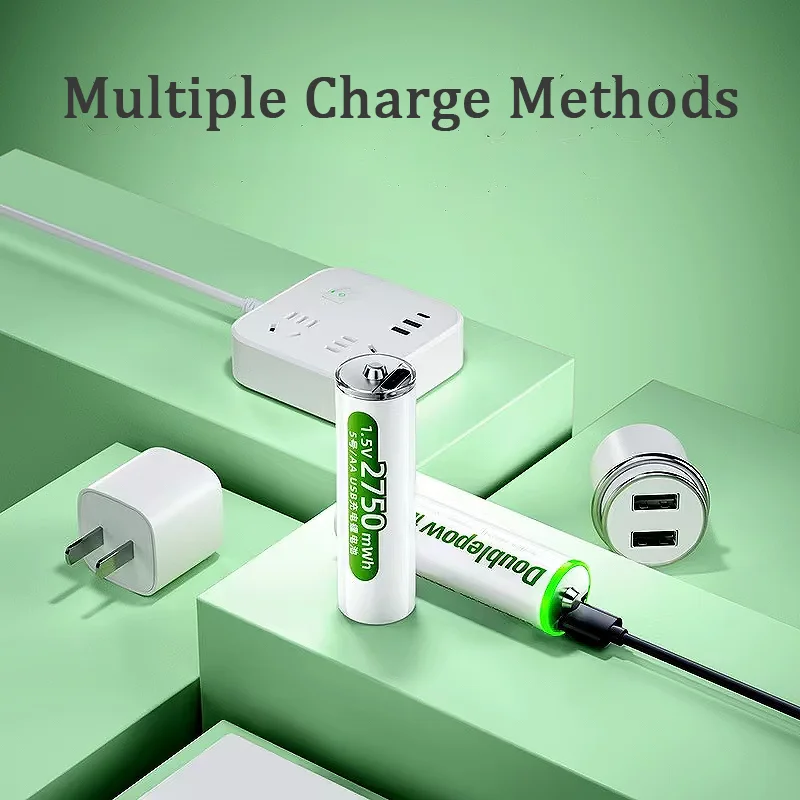 Doublepow 1.5V AA 2750mWh/1800mAh Lithium аккумулятор аа Pilas Recargables Tyte-C Charge