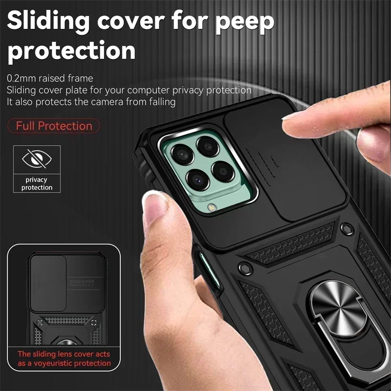 

For Samsung Galaxy M33 M53 M23 5G Case Slide Camera Lens Funda For Samsung M13 4G M 23 33 53 Magnetic Ring Holder Protect Cover