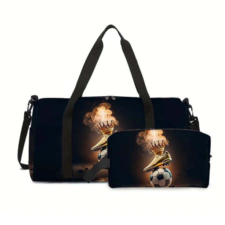 

Two Piece Football Large Capacity Travel Bag,Cosmetic Bag for Boys/Girls Best Gifts 3D Cartoon Leisure Durable Travel Duffels