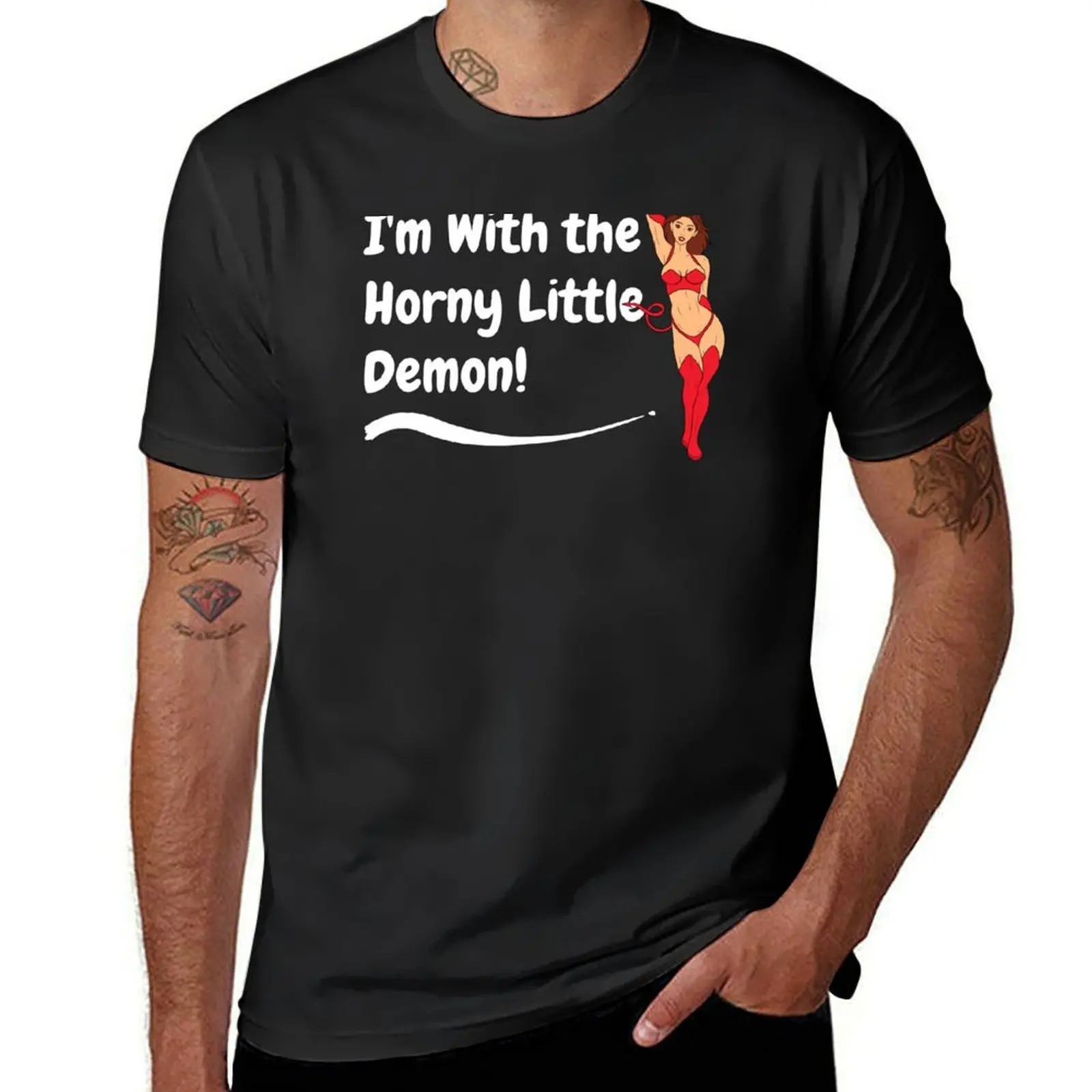 Swinger Lifestyle I'm With the Horny Little Demon! Great Hotwife, Vixen Desing. For dark colors. T-Shirt