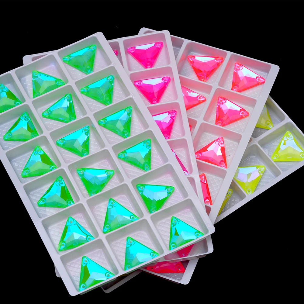 Neonfarbene Dreieckige Flatback-Strasssteine mit Abgeschrägten Kanten Großhandel Aufnähbare Glaskristalle für Modebekleidung und Accessoires – Detail 4