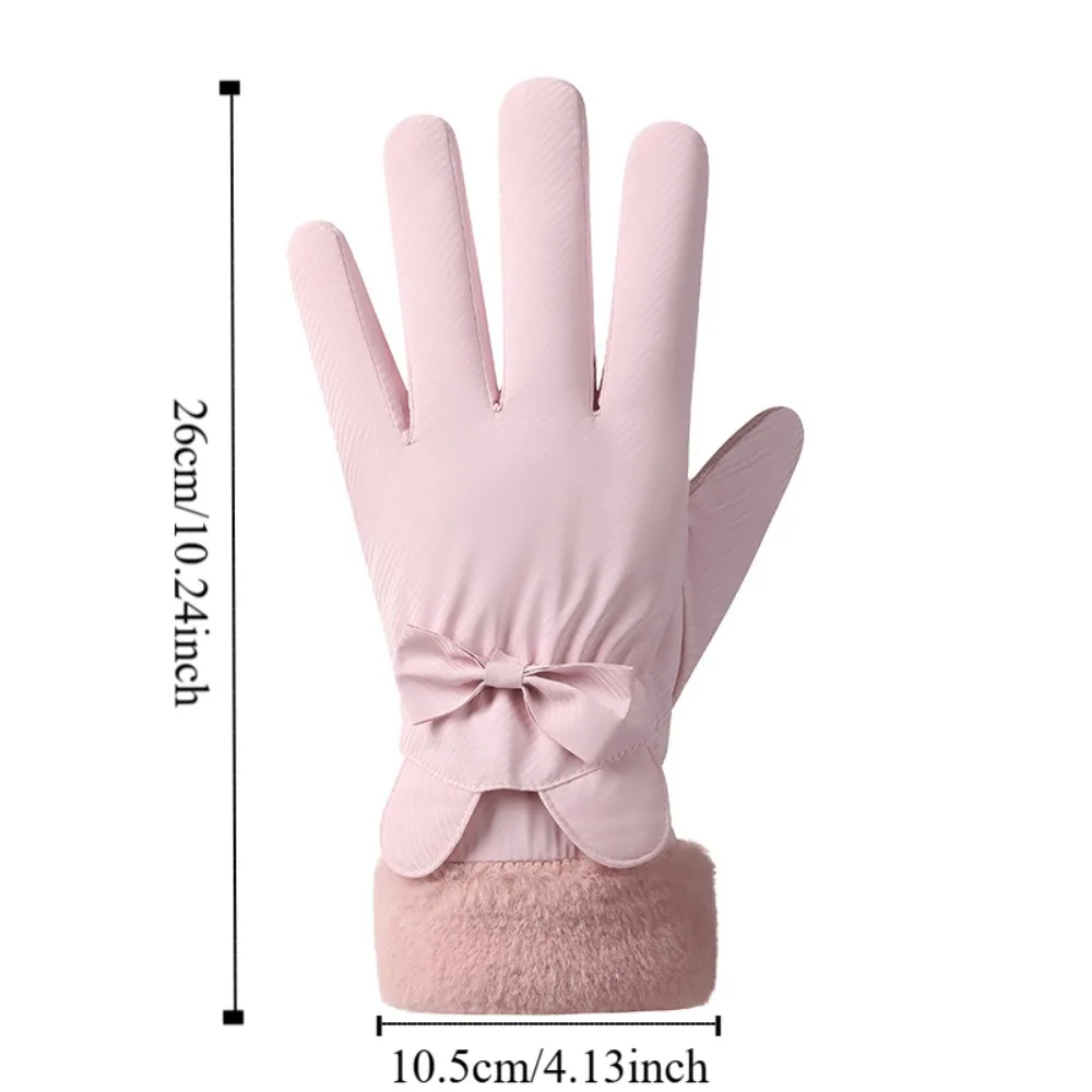 Cute Down Cotton Bow Anti-cold Mittens Touch Screen Soft Ears Finger Mittens Waterproof Swen Thickened Gloves Winter