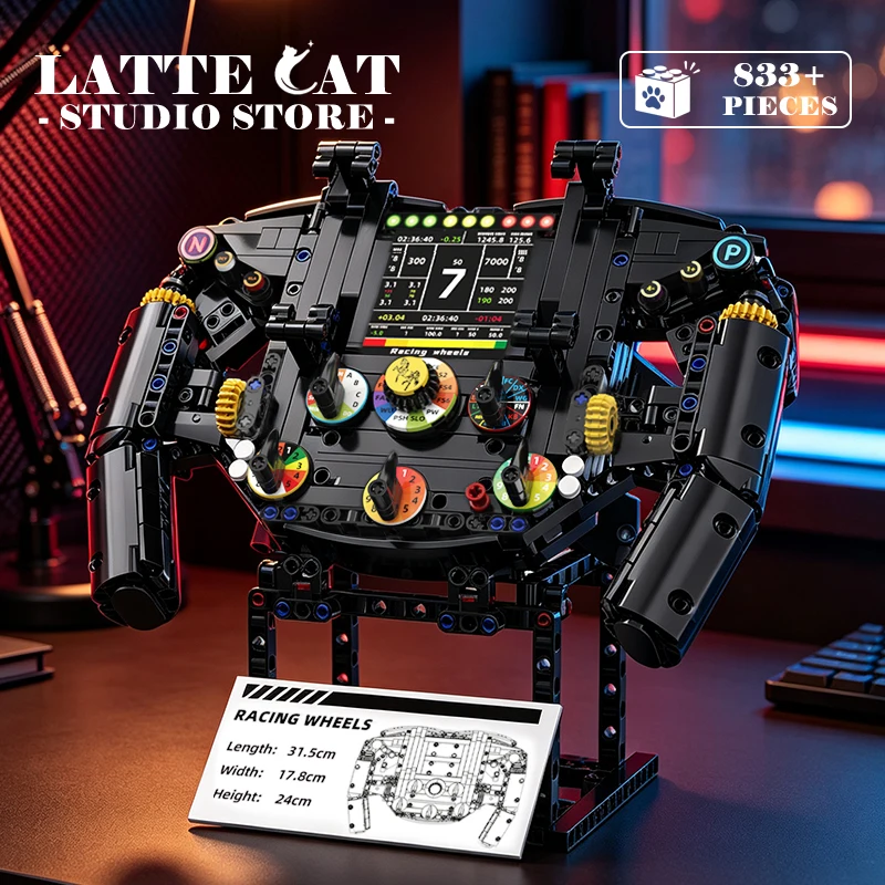 Technology Formula Racing Steering Wheel Building Blocks MOC Toys Creative Race Car Parts Bricks Mecha 3D Model Adult Teen Gifts