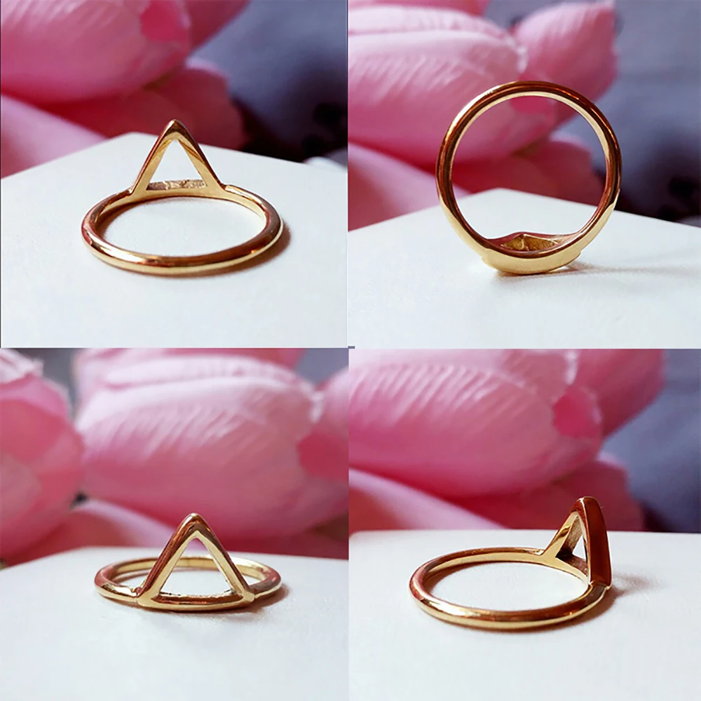 eManco Minimaliset  Stainless Steel Geometric Rings for Women Punk Ring Stackable Triangle Midi Rings Jewellery