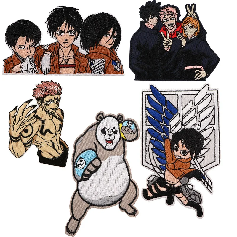 Jujutsu Kaisen Attack on Titan Patches Anime Tactical Decal Japan Morale Badge Backpack Embroidered Hook&Loop Sticker