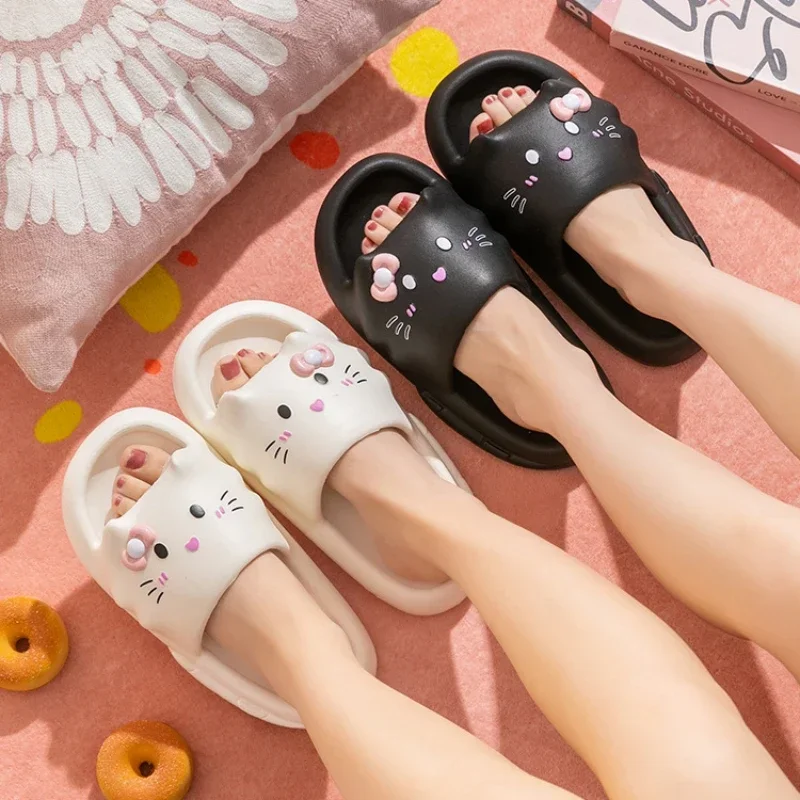 Women House Slippers Cloud Cat Cartoon Cute Funny Sandals Couples Summer Flip Flops Eva Female Male Beach Slides Home Shoes