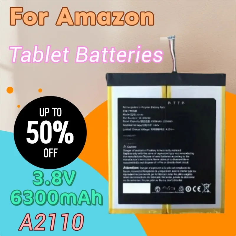 

New 3.8V 6300mAh Battery 58-000280 2955C7 A2110 26S1015 for Amazon Fire HD 10 9th Gen 10.1" Model M2V3R5 -2019 Release