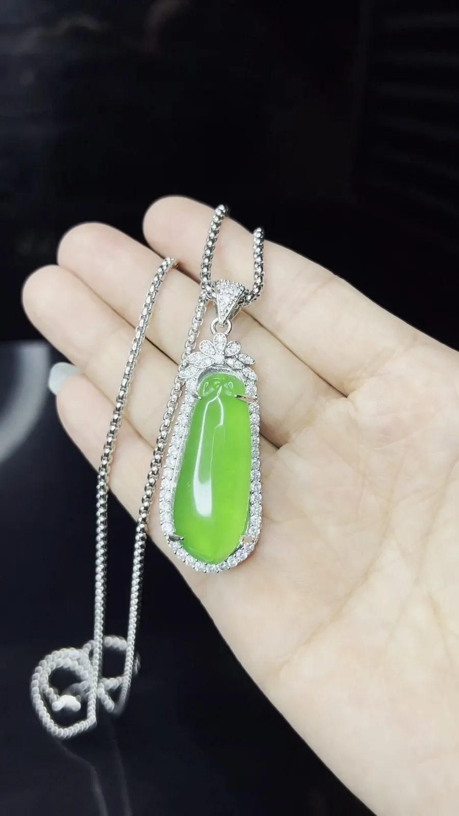 Natural High Ice Green Jade Jadeite amulet Pendant & Necklace