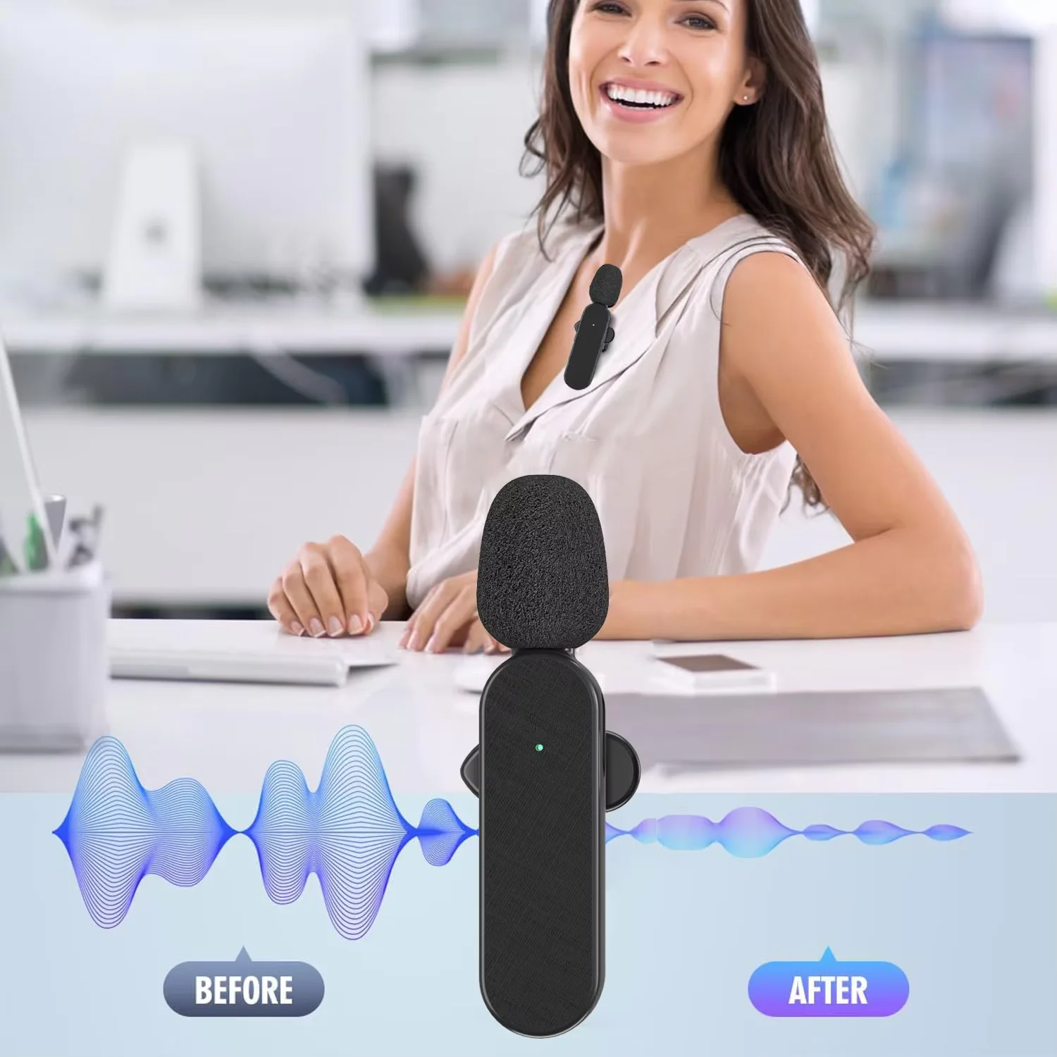 Microfone, um microfone adequado para gravação de vídeos em telefones celulares, streaming ao vivo para reuniões on-line e pode usar até 4