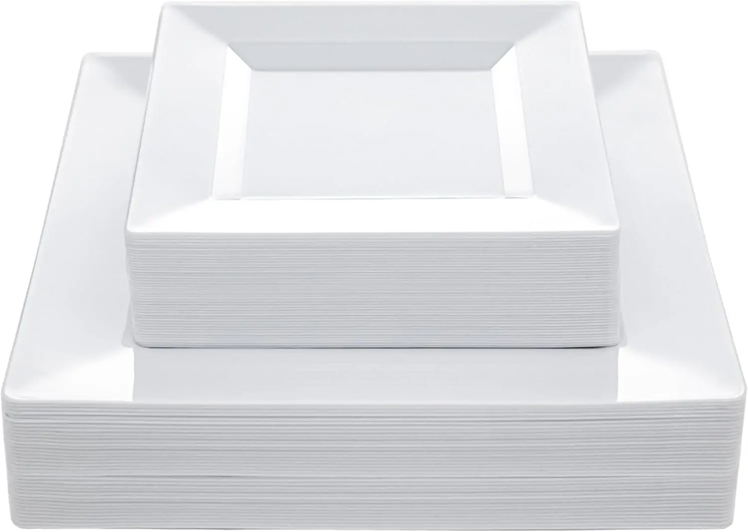 

60 шт. белые квадратные пластиковые тарелки, 30 ужин и 30 десертов, сверхпрочные одноразовые для вечеринок, свадебных мероприятий