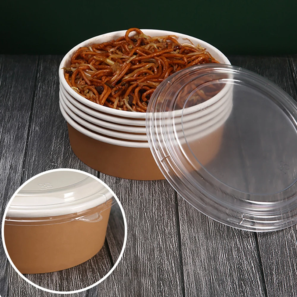 10PCS Kraft Paper Bowl Thickened Disposable Paper Bowl 500-1500ML Wedding Birthday Party Disposable Tableware