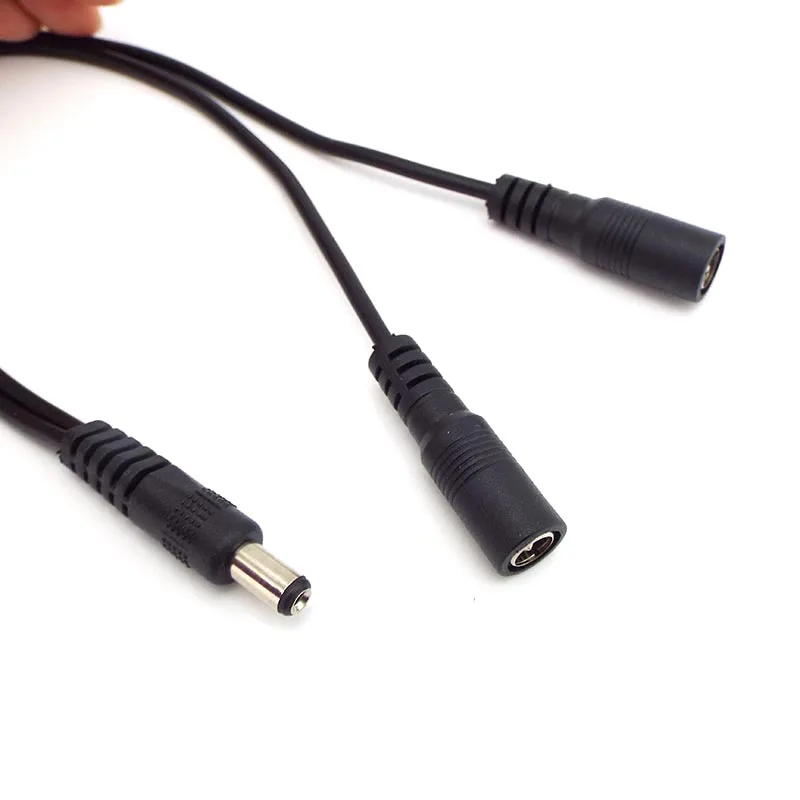 1 Male to 2 Female Way Connector DC Plug Power Splitter Cable for CCTV LED Strip Light Power Supply 5.5mm*2.1mm Adapter