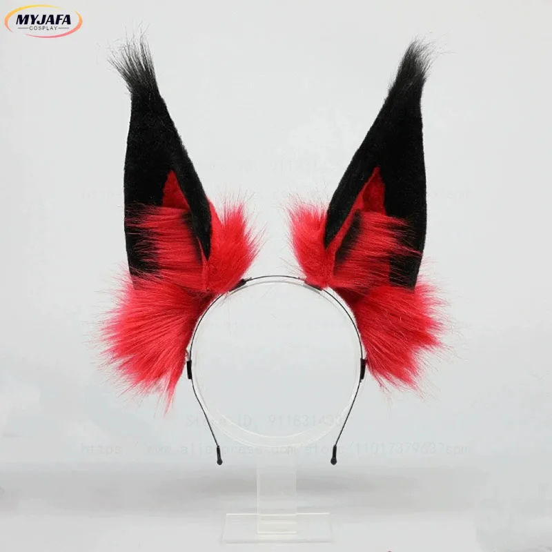 High Quality Alastor Cosplay Wig Red Black Heat Resistant Synthetic Hair Anime Cosplay Wigs + Wig Cap image 3