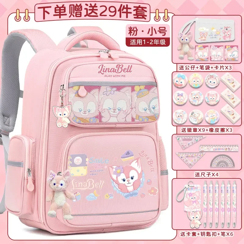 Disney Lingna Leier Student Schoolbag, bonito dos desenhos animados, casual e leve, grande capacidade, mochila de ombro, nova