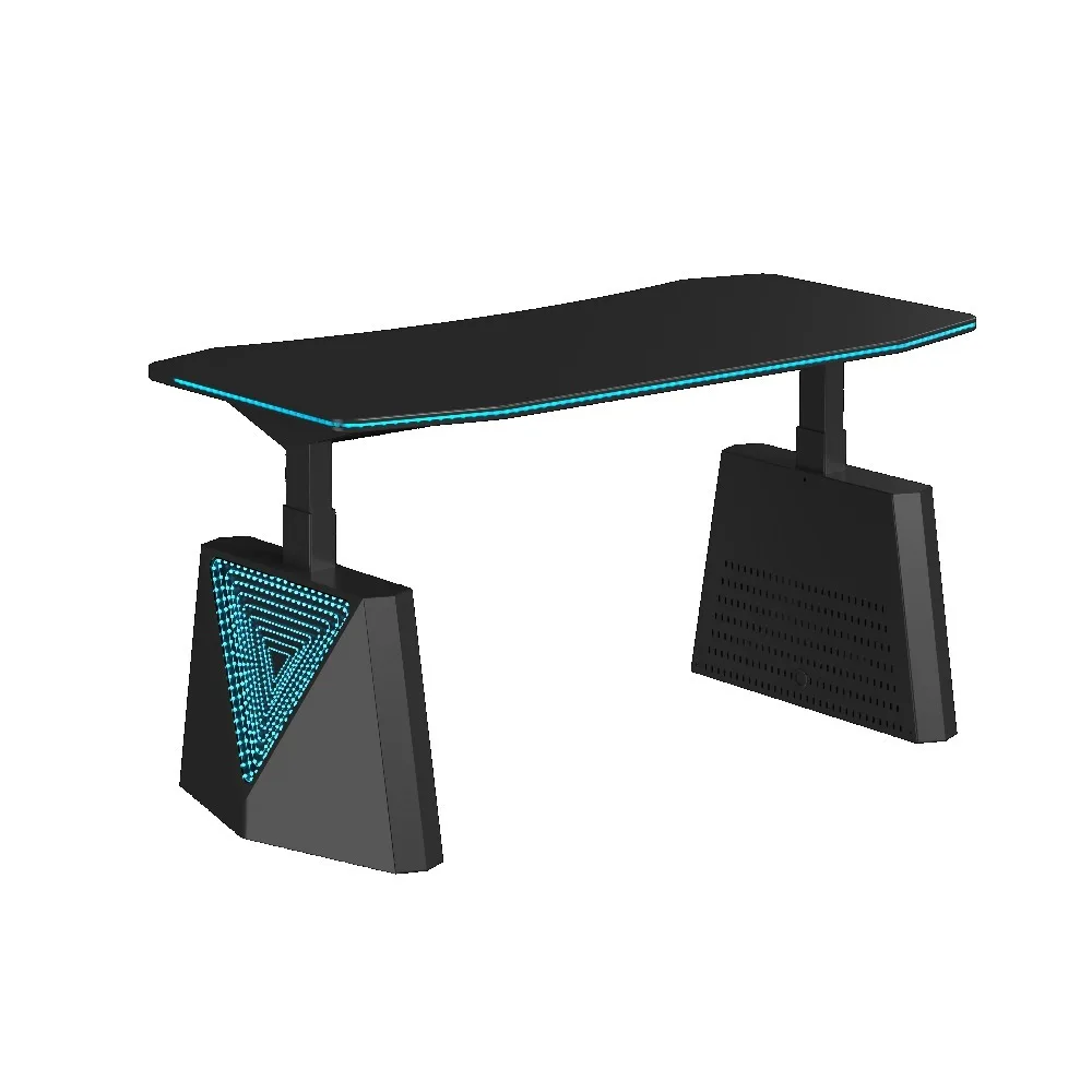 

&c Ergonomic Modern Gaming Desk Lighting Cable Management Adjustable Standing Desk Iron Frame Capacity for Office
