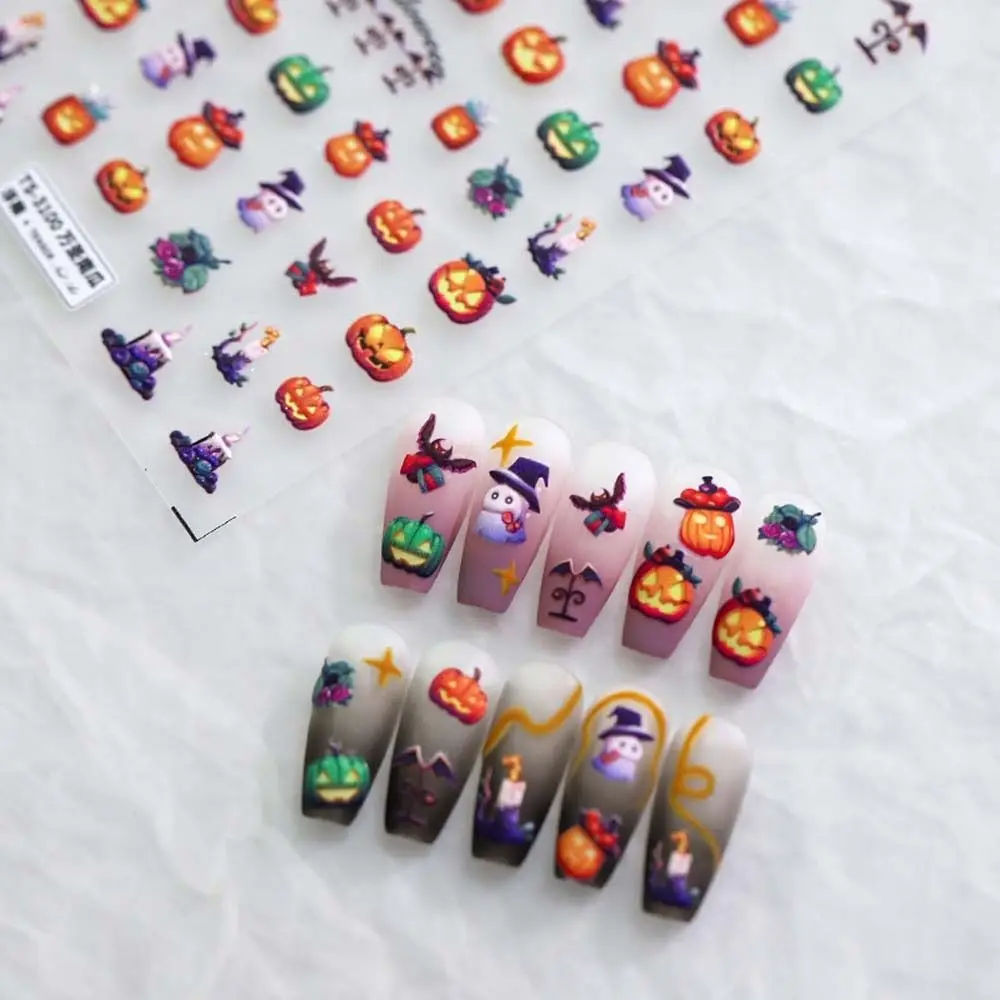 Nail Accessories Halloween Nail Stickers DIY Nail Decorations Halloween Nail Charms Halloween Nail Decals Cartoon Bat