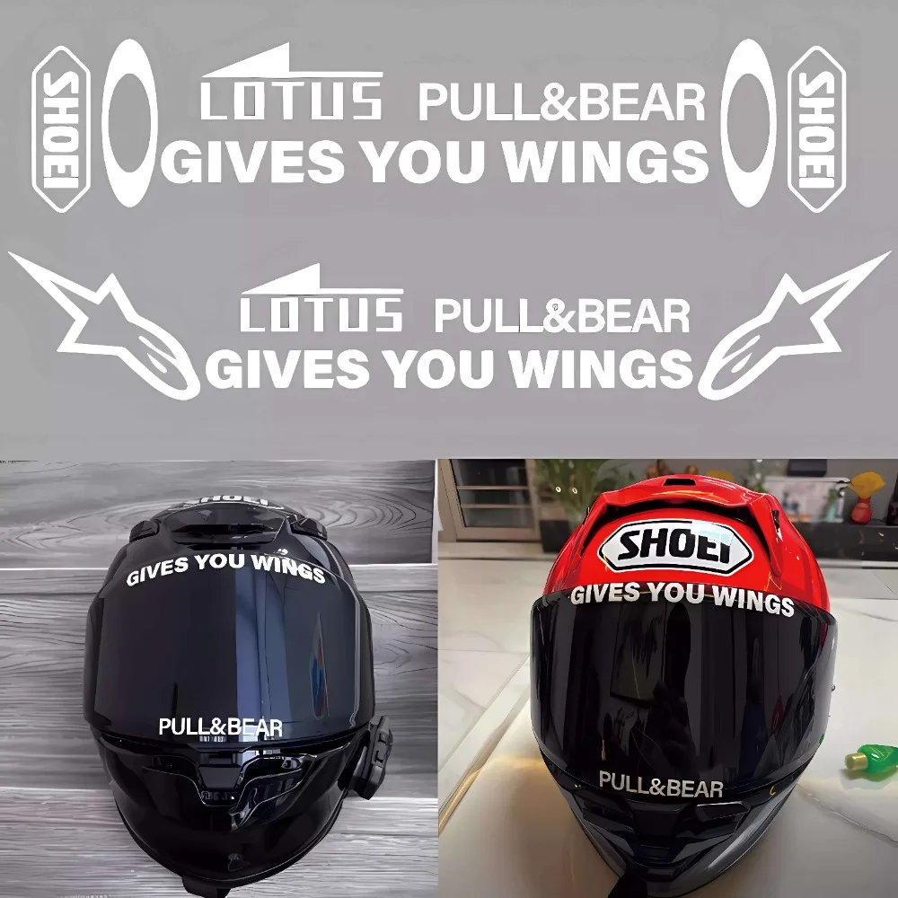 GIVES YOU WINGS-Autocollants de lentille de visière de casque de moto, décalcomanies de sponsor de course étanches, Arai Luminei AGV HJC Bell