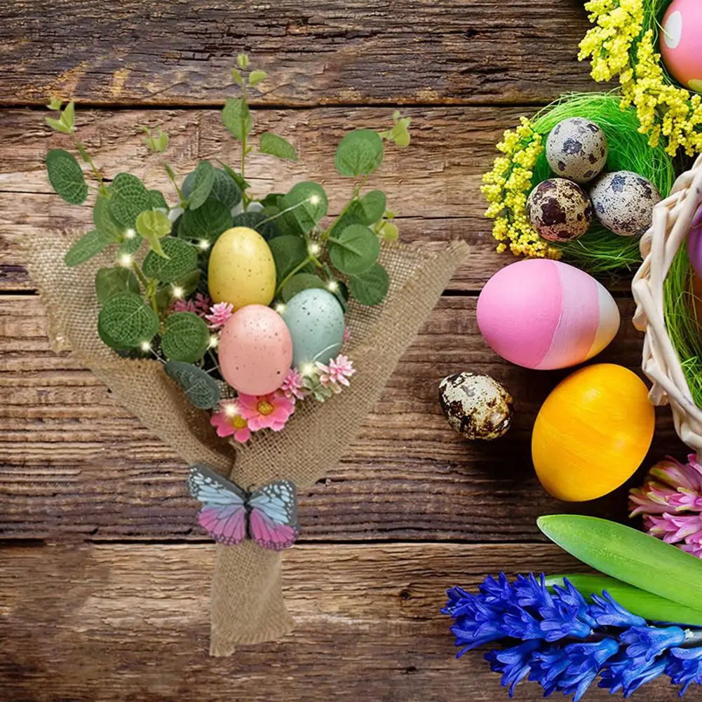 1 Stück künstliche Osterei-Blumen, handgehaltene Frühlingsparty-Blumenstiele mit LED-Licht, gesprenkelte Ostereier-Dekorationen für die Tischplatte