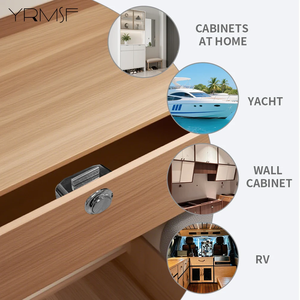 Cabinet Door Push Button Latch Keyless Locking for Cupboard RV Yachts Motorhome Camper Caravan Boat Drawer Vehicle Accessories