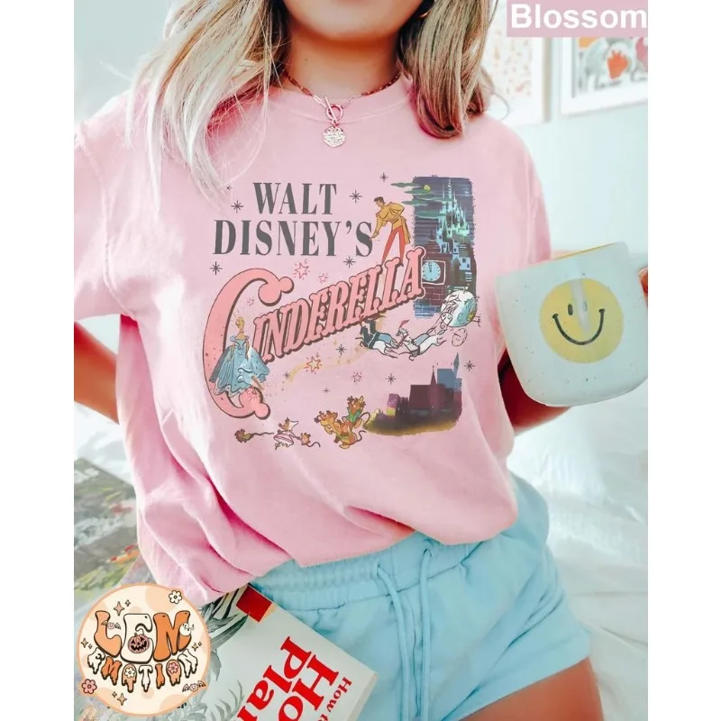ديزني سندريلا الأميرة قميص المرأة تي شيرت الصيف نمط جديد للرجال والنساء عارضة أزياء الشارع ارتداء