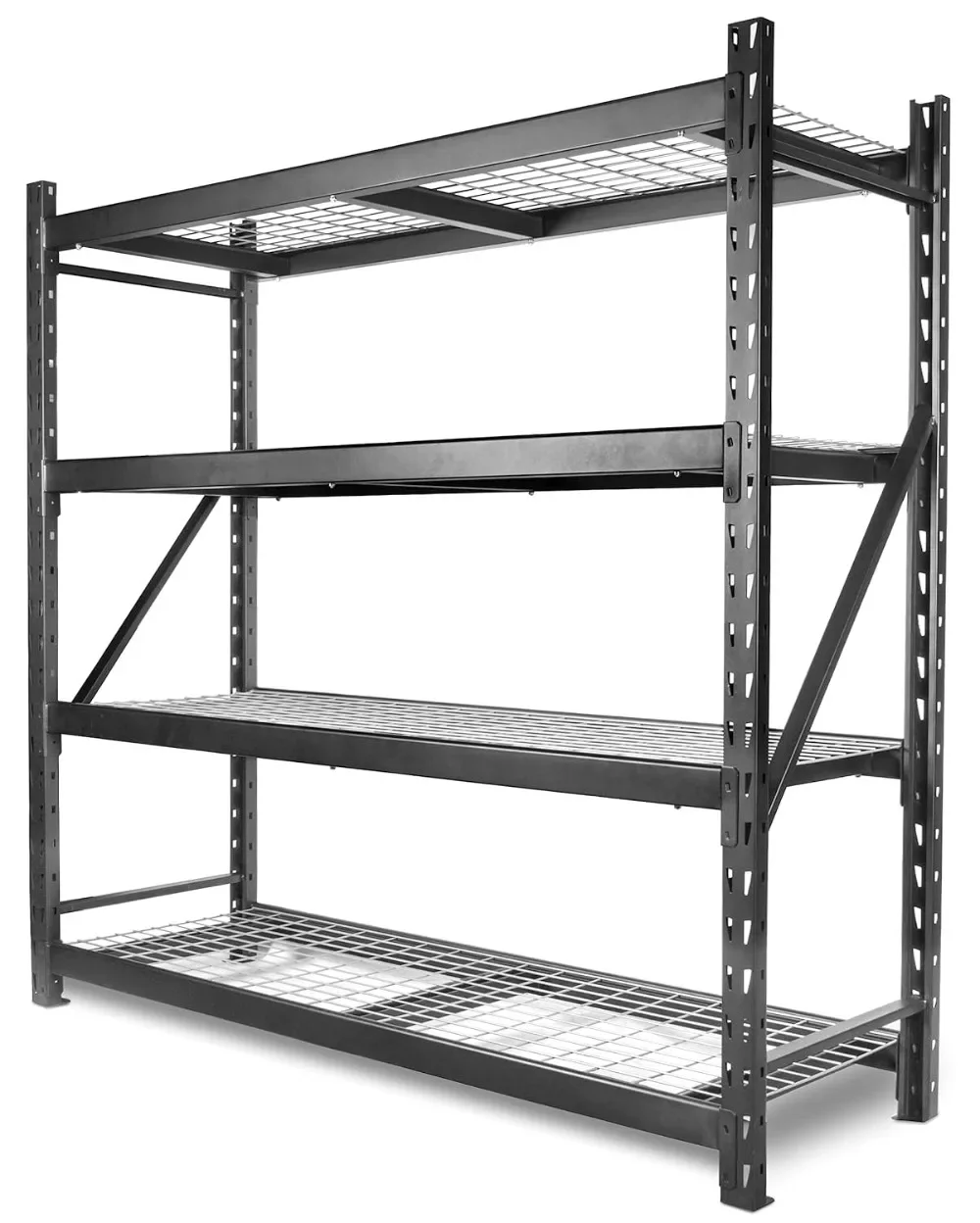 Four-Tier Industrial Steel Storage Rack with Adjustable Shelving and 8000-Pound Capacity (RK7724-4)