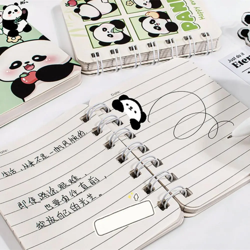 80 Sheets A7 Mini Notebook Creative Panda Pattern Flip Coil Book Cartoon Design Pocket Journal Diary