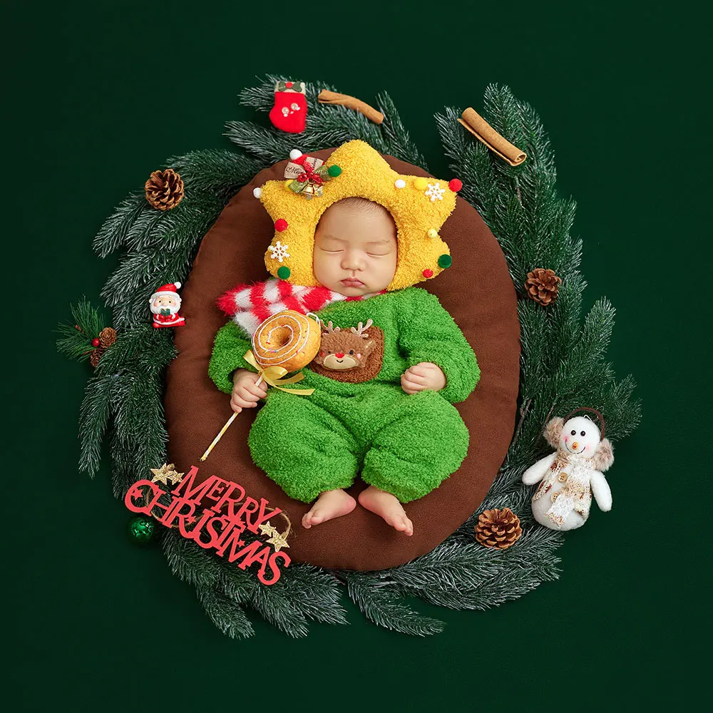 

0-1 Month Newborn Photography Props Christmas Style Photo Posing Cosplay Outfits, Photography Costume Set Prop for Posing