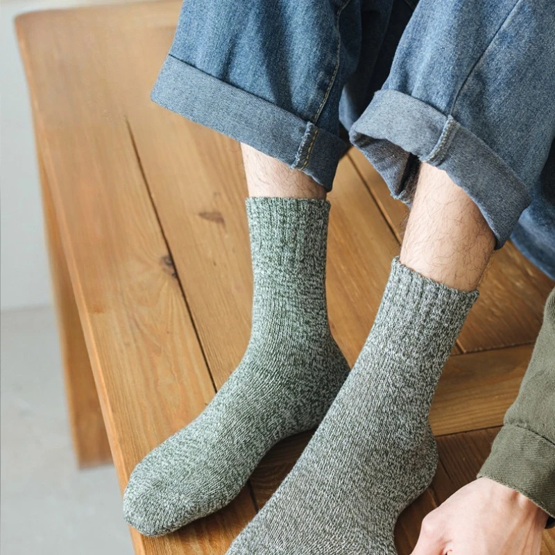 

5 пар мужских удобных теплых зимних носков с флисовой подкладкой, термоноски из махровой ткани, однотонные носки-полотенца