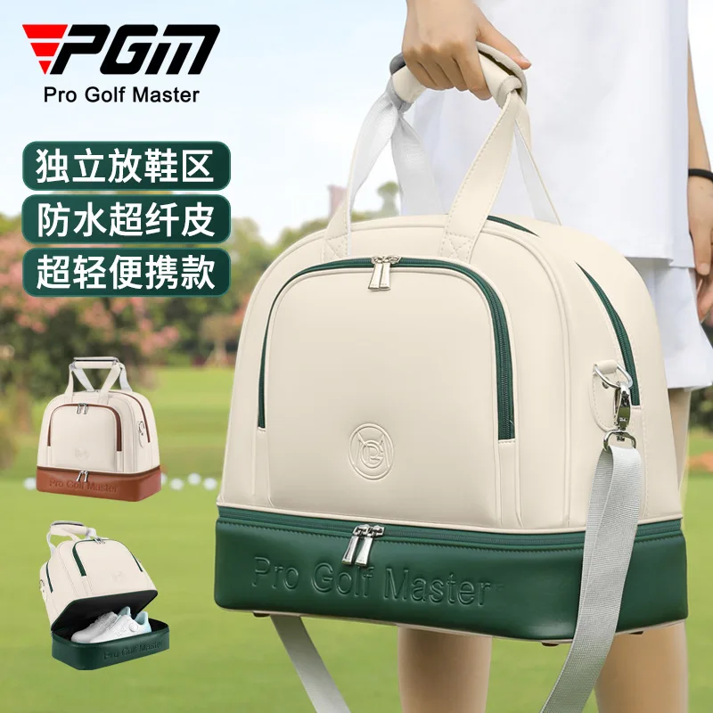 PGM Women's Golf Clothing Bag Double layered Independent Shoe Bag Lightweight Waterproof Travel Handbag