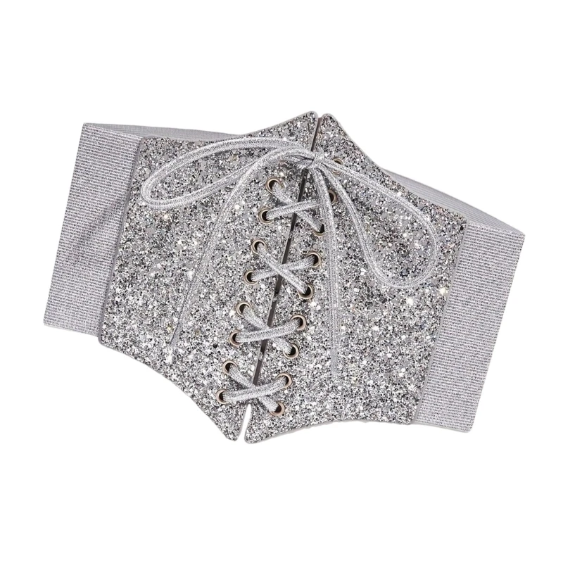 Brede tailleketting onderborst glitter korset Grunge ketting Cowgirl riem voor dames Proms Club Party voor jeansjurken