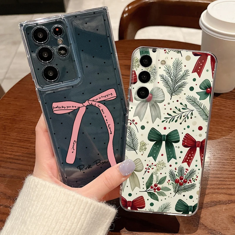 Soft TPU Case For Samsung Galaxy S26 S25 Ultra S23 S24 S25 FE A57 A17 A37 A16 A56 A55 A15 A35 A36 Colorful Bow Print Phone Cover