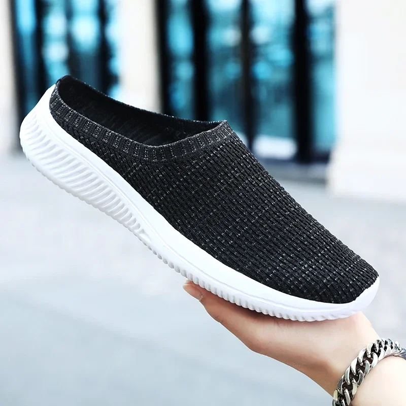 ummer Mesh Men Casual Shoes Breathable Half Loafers Fashion Outdoor Indoor Slippers Women Flats Comfortable Couple Sneakers