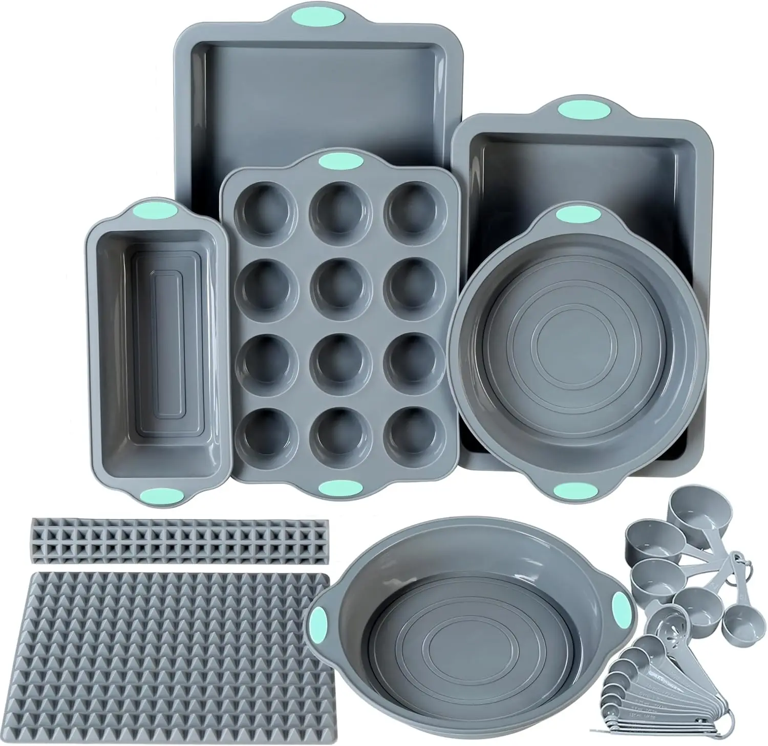 

8-in-1 Silicone Baking Set with 6 Molds, 2 Mats, Nonstick & Metal Frame for Easy Cooking