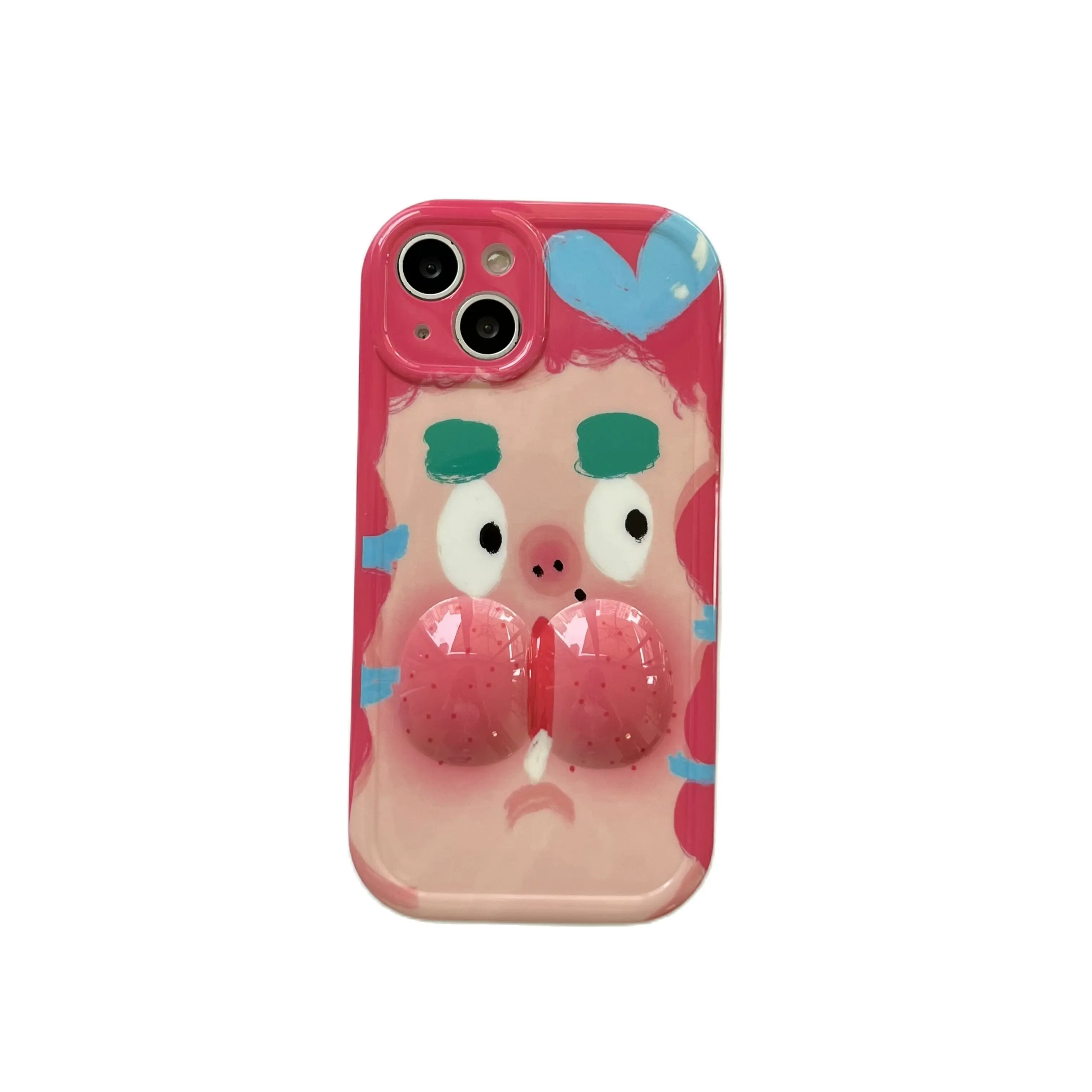 Funny Ugly Little Girl 3D Cheek Cute IMD Case for iPhone 14 Plus 13 Pro Max Back Phone Cover for 12 11 Pro Max X XS Max Capa