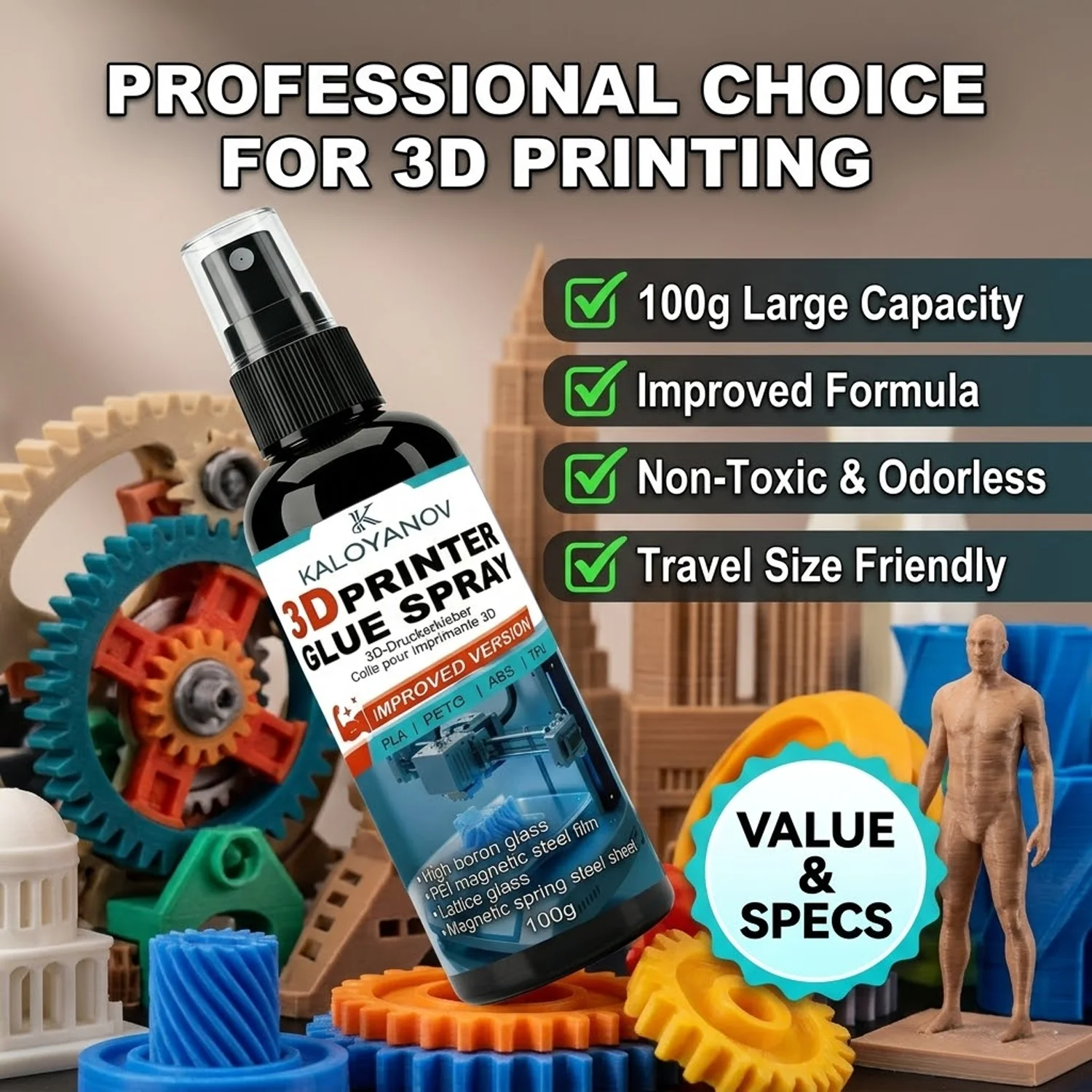 3D-Drucker Klebespray Verbesserte Haftung für PLA PETG ABS TPU Hochleistungsklebstoff für PEI Glas und Magnetische Bauplatten – Detail 6