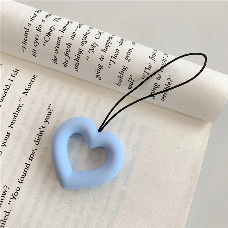 Cute Cartoon Heart Shaped Silicone Finger Ring Mobile Phone Strap Lanyards