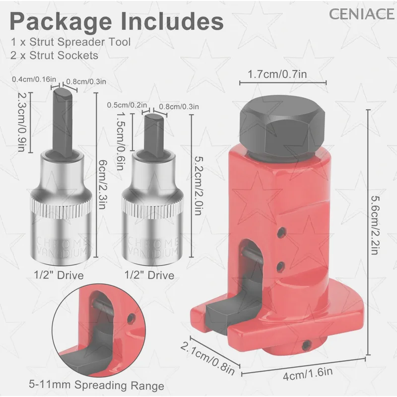 5-11 мм автомобильный гидравлический амортизатор, инструмент для снятия сепаратора, разбрасыватель стойки подвески, 2x гнезда для стойки, универсальный инструмент