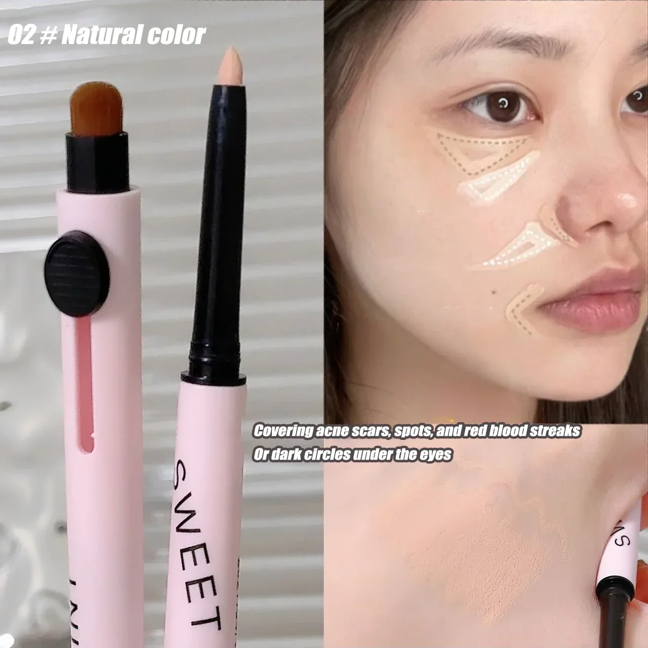 With Brush Matte Concealer Tip Pen High Coverage Nude Moisturizing Oil Control NonSmudge Concealer Base Cream Cover Dark Circles