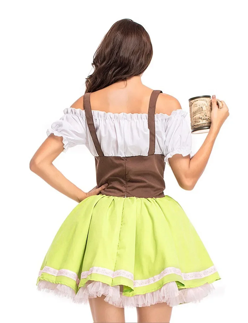 Women's Oktoberfest Costume Bavarian Dirndl Dress Beer Festival Maid Serving Tavern Dress Cosplay Halloween Party Fancy