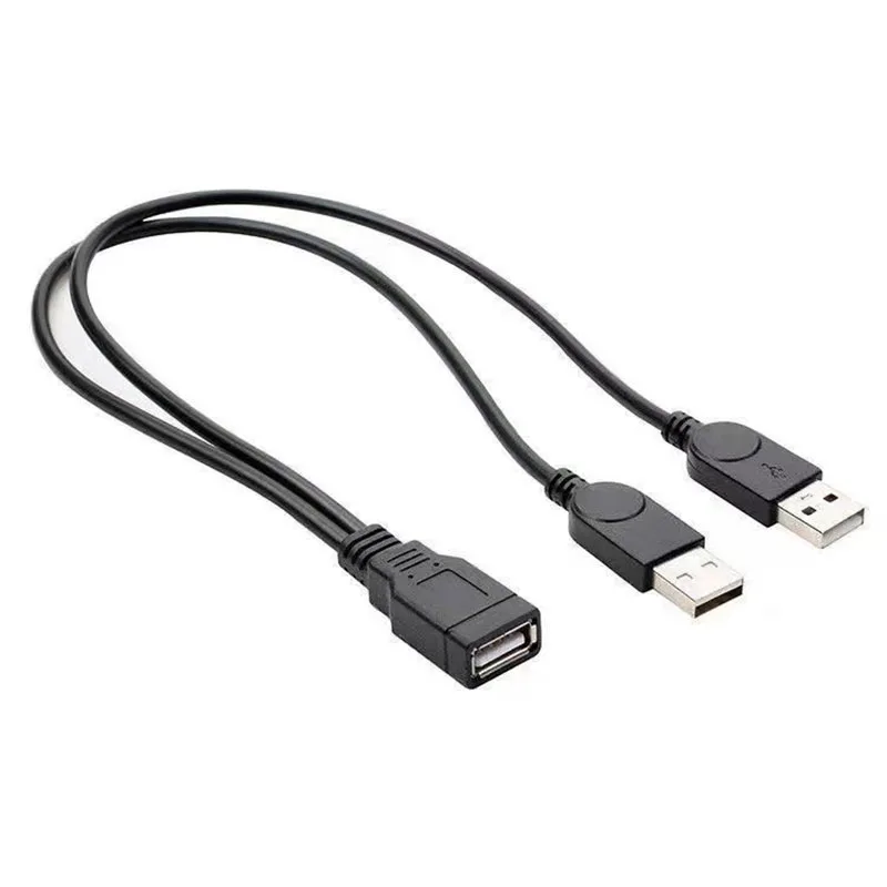 USB Cable Splitter Data Transfer Power Supply Cord 30CM USB2.0 Dual Female to Male Plug Wire Converter Charging Extension Line