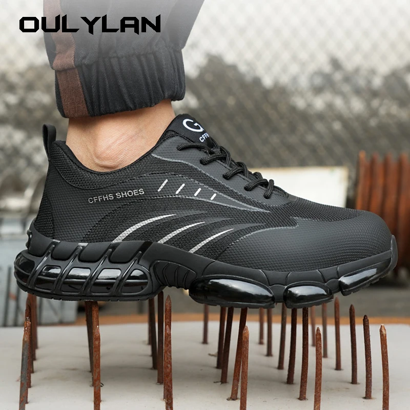 Oulylan Safety Shoes Men Steel Toe Sneaker Air Cushion Work Shoes Man Puncture Proof Work Safety Boots Protective