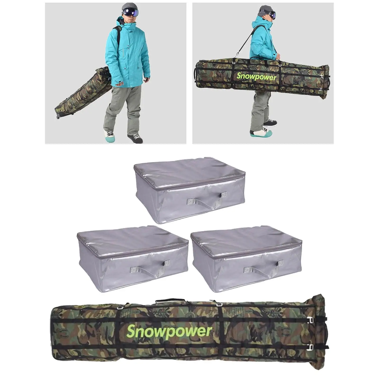 Snowboard Bag with Wheels Portable Adjustable Length Snowboard Travel Bag