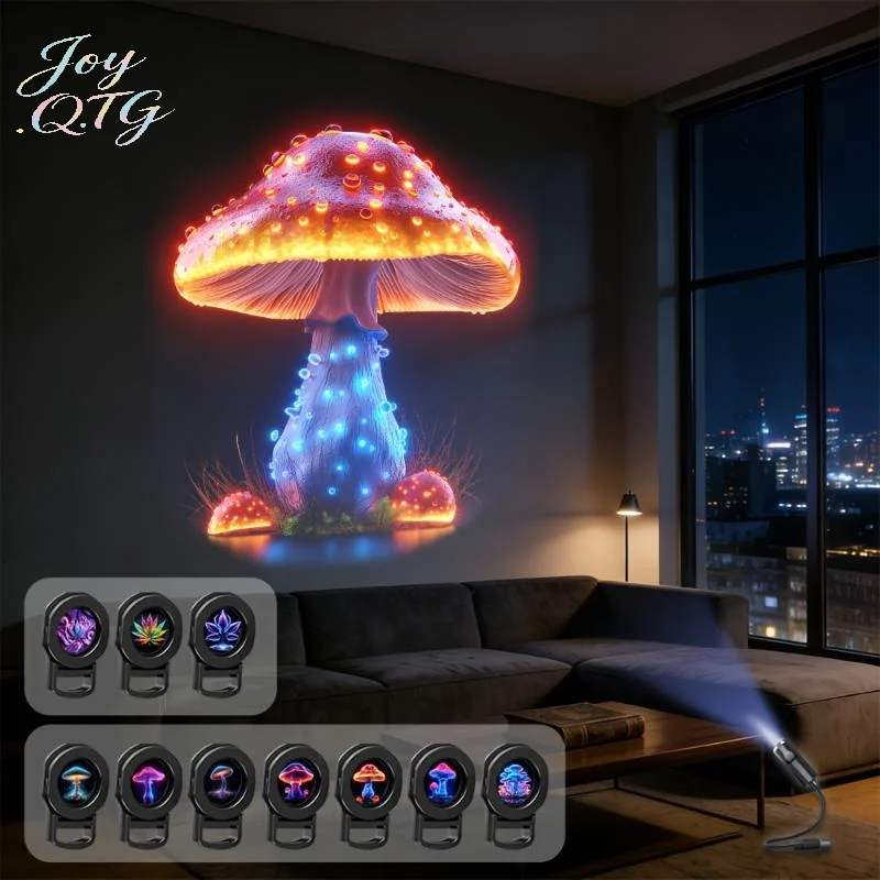 

LED USB Mushroom Projection Light Dreamy Leaf And Starry Sky Projector Lamp Decorative Light For Ceiling Wall Night Light