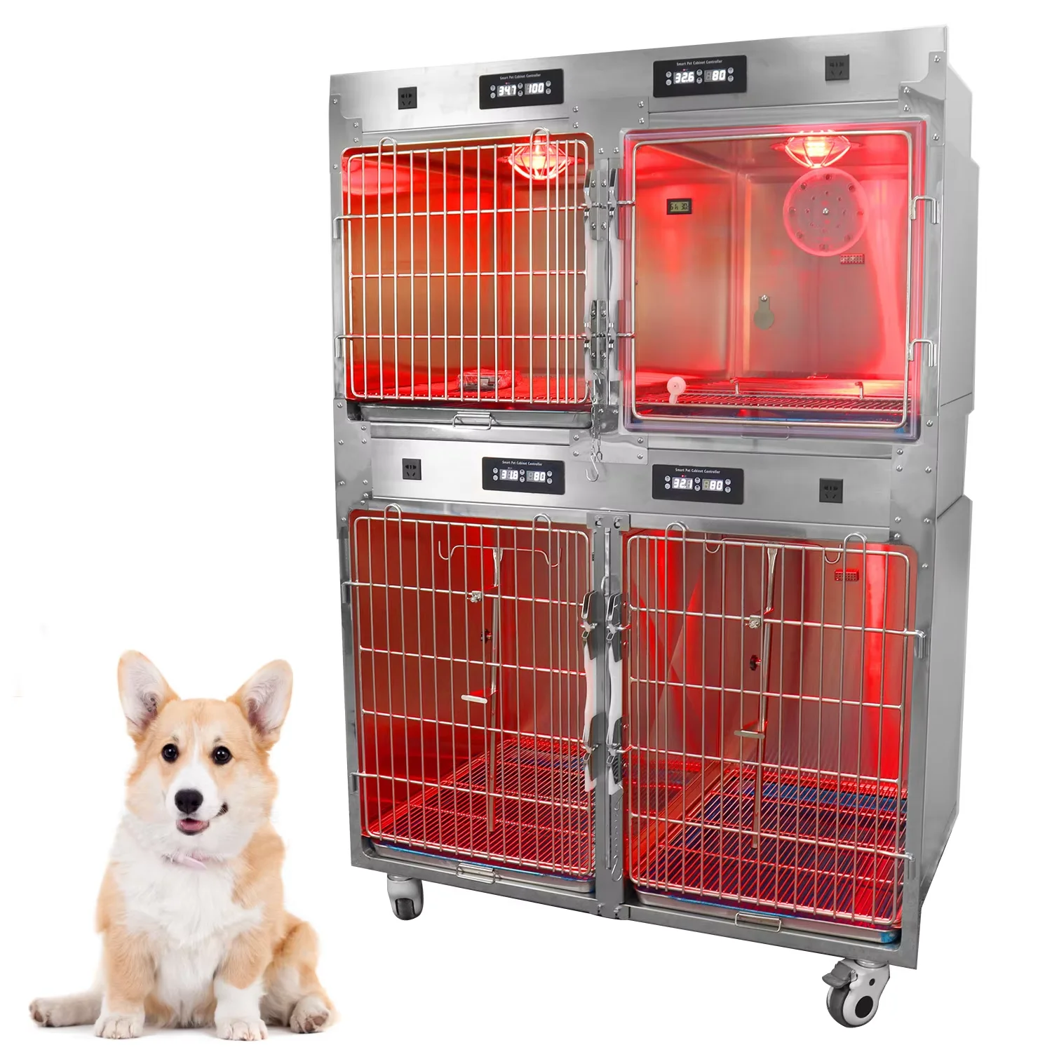 vet clinic used ICU veterinary dog and cat cage bank modular cage banks