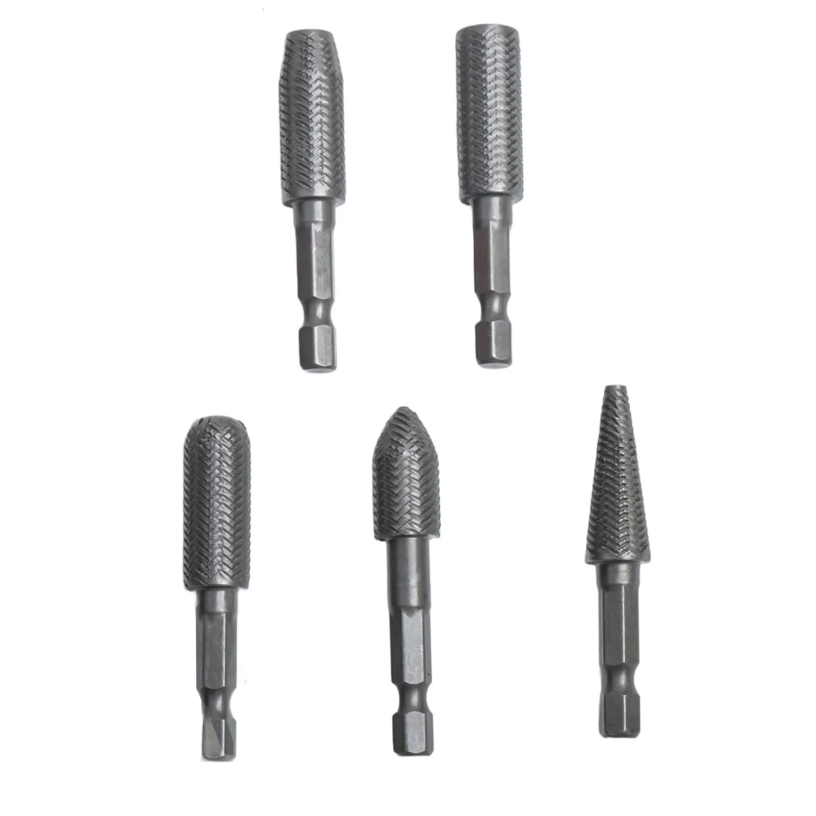 5 Pz Rotary Rasp 1/4 pollici Codolo Esagonale Rotary File In Acciaio Punte da trapano Bava Rettifica Scanalato Levigatura Incisione Rettifica Strumenti