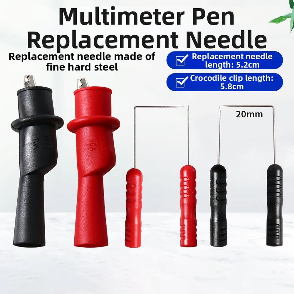 Straight Bent Needles Multimeter Test Leads Fine Steel Needles Precision Measurements Interchangeable Needles Insulated Clips