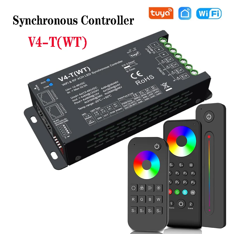 Skydance 4CH*8A 12-48V DC WiFi & RF Synchronous Controller V4-T(WT) (Tuya App)