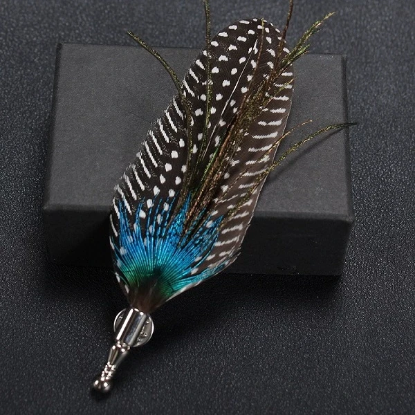 i-Remiel Long Needle Brooch Scarf Feather Brooch Korean Men's Jewelry Fabric Brooches and Pins Korea Suit Wedding Accessories