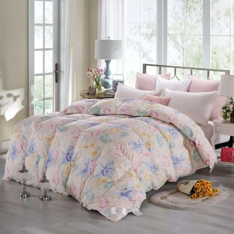 Customize beautiful printed flower bright color cotton fabric polyester fabric home use down duvet down alternative comforter